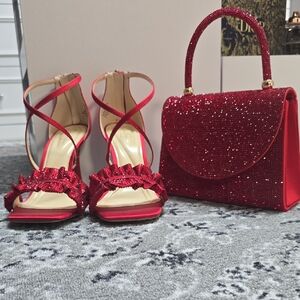 Jessica Simpson Red Satin Strappy Heels